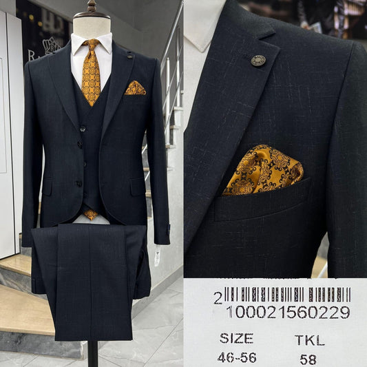 Clakes Suits Navy Three-Piece Suit with Vest
