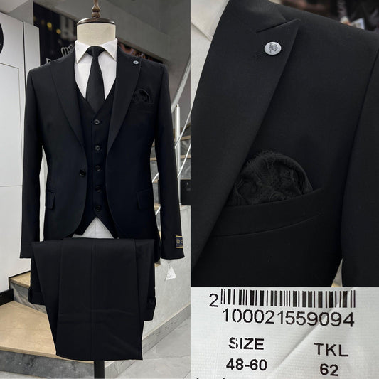 Clakes Suits Classic Black Three-Piece Suit