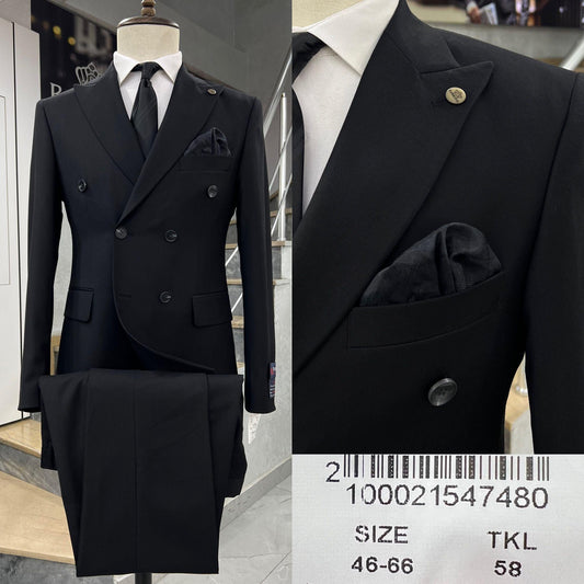 Clakes Suits Classic Black Double-Breasted Suit