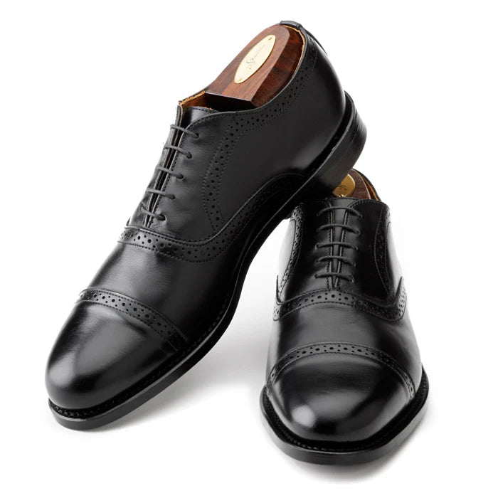 Men's Black Leather Oxford Dress Shoes
