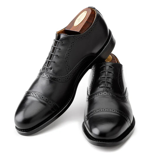 Men's Black Leather Oxford Dress Shoes